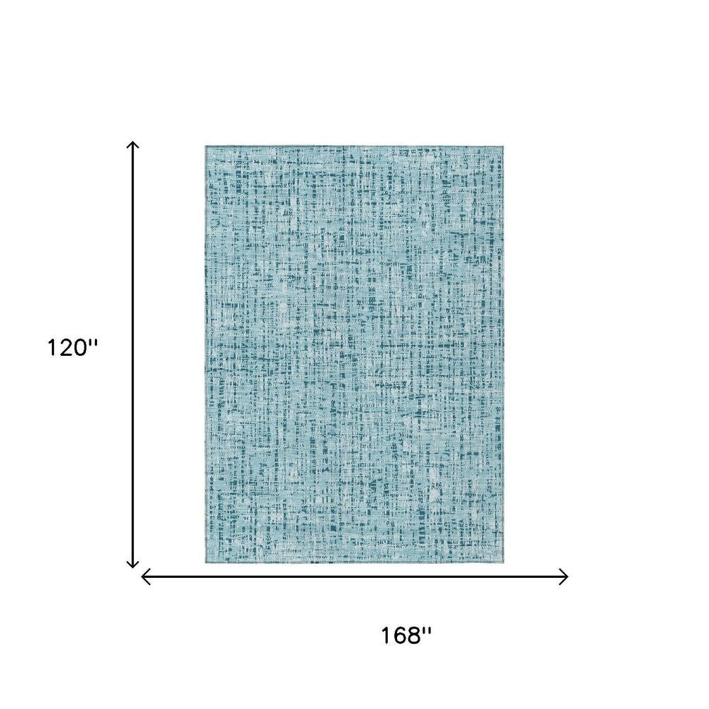 10' X 14' Aqua And Teal Blue Abstract Washable Indoor Outdoor Area Rug HomeRoots