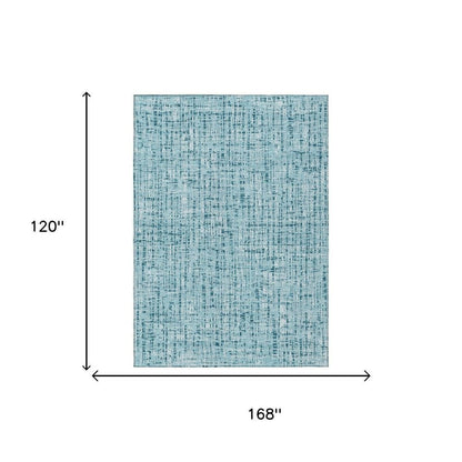 10' X 14' Aqua And Teal Blue Abstract Washable Indoor Outdoor Area Rug HomeRoots