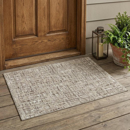 3' X 5' Beige And Brown Abstract Washable Indoor Outdoor Area Rug HomeRoots