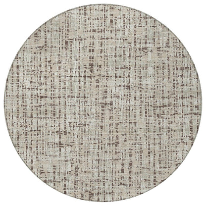 8' Beige And Brown Round Abstract Washable Indoor Outdoor Area Rug HomeRoots