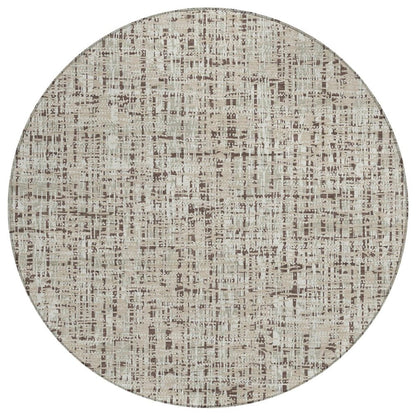 8' Beige And Brown Round Abstract Washable Indoor Outdoor Area Rug HomeRoots