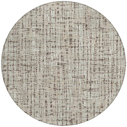 8' Beige And Brown Round Abstract Washable Indoor Outdoor Area Rug HomeRoots