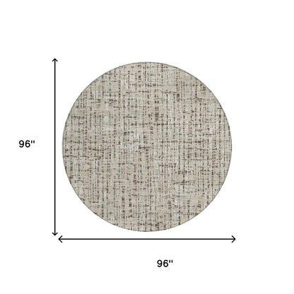 8' Beige And Brown Round Abstract Washable Indoor Outdoor Area Rug HomeRoots