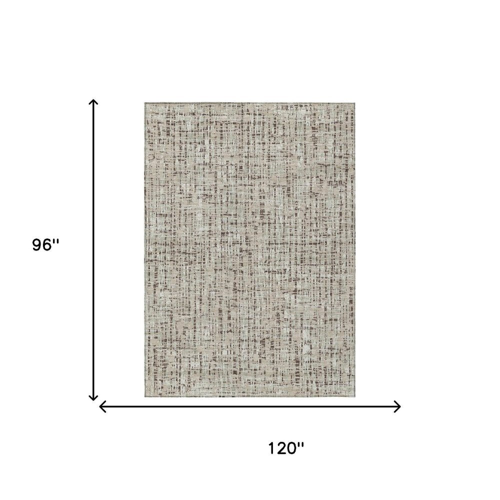 8' X 10' Beige And Brown Abstract Washable Indoor Outdoor Area Rug HomeRoots