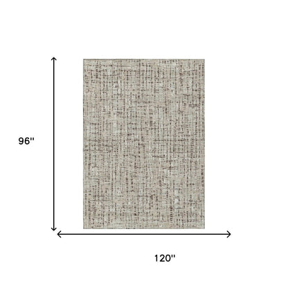 8' X 10' Beige And Brown Abstract Washable Indoor Outdoor Area Rug HomeRoots