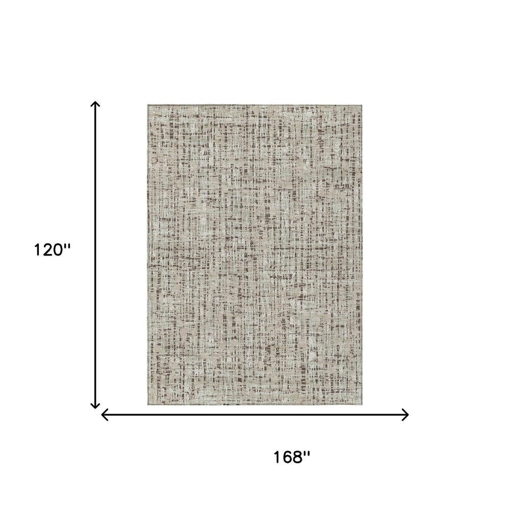 10' X 14' Beige And Brown Abstract Washable Indoor Outdoor Area Rug HomeRoots