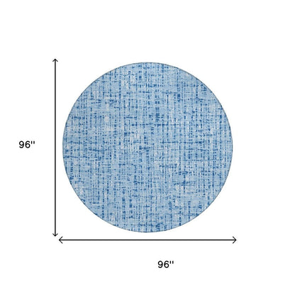8' Blue And Denim Blue Round Abstract Washable Indoor Outdoor Area Rug HomeRoots