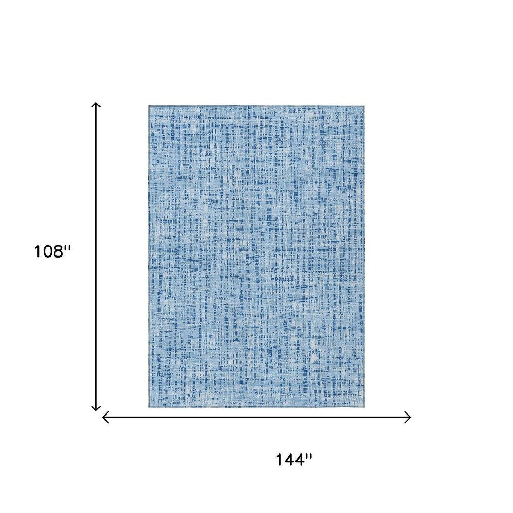 9' X 12' Blue And Denim Blue Abstract Washable Indoor Outdoor Area Rug HomeRoots