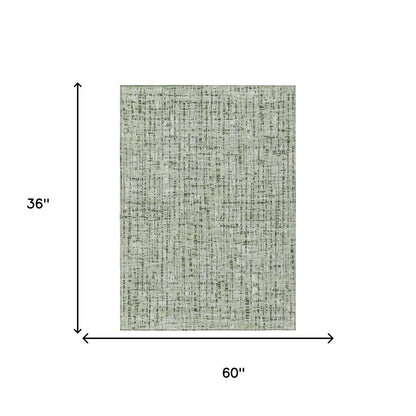 3' X 5' Green And Brown Abstract Washable Indoor Outdoor Area Rug HomeRoots