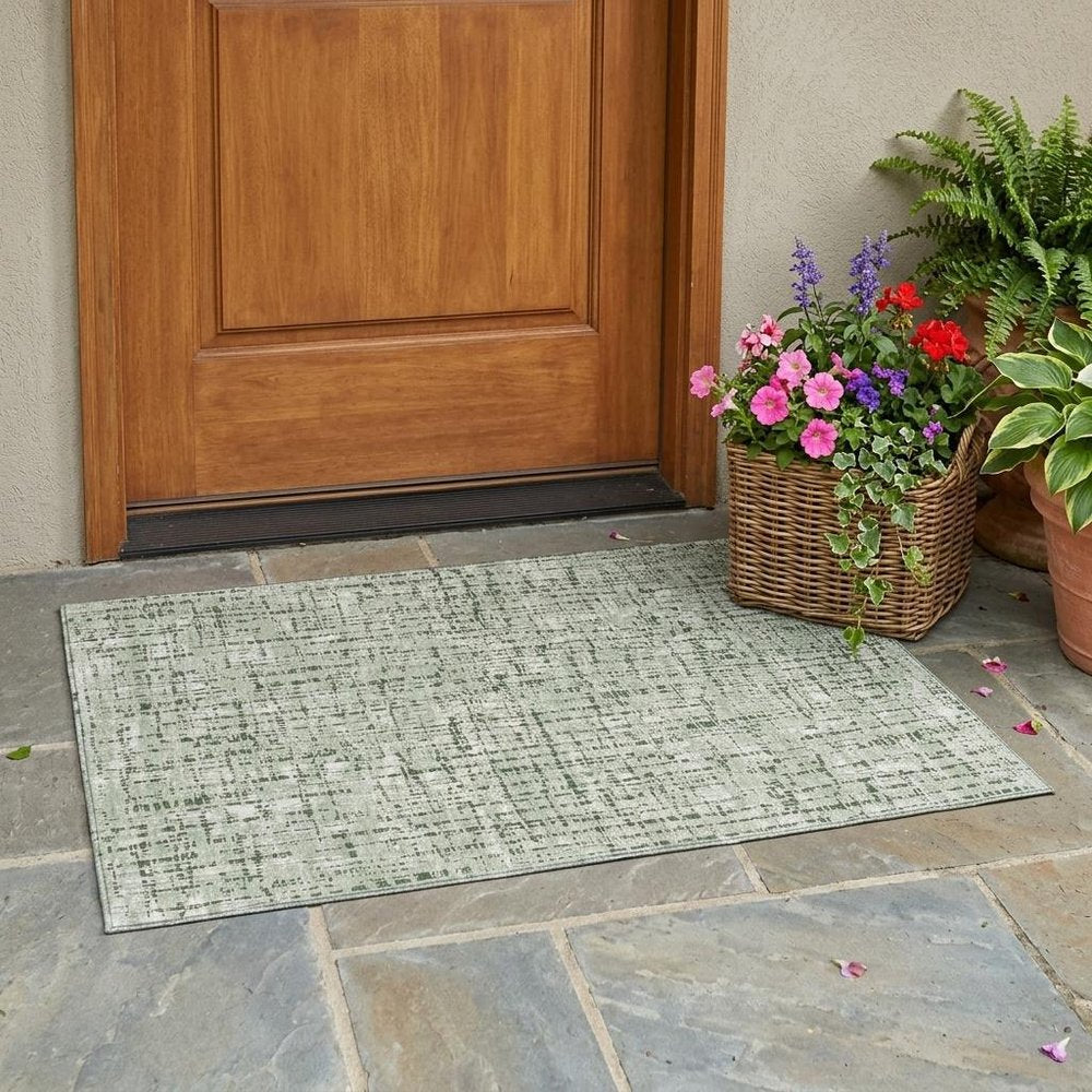 3' X 5' Green And Brown Abstract Washable Indoor Outdoor Area Rug HomeRoots