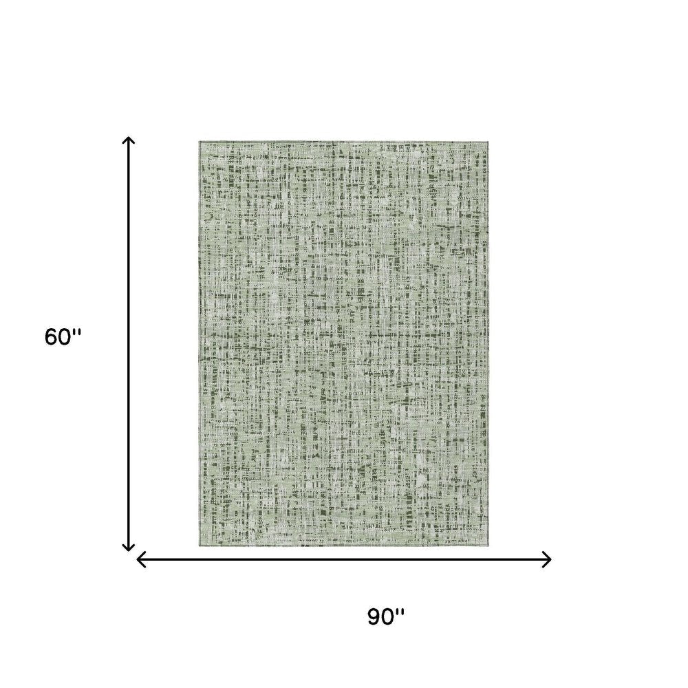 5' X 8' Green And Brown Abstract Washable Indoor Outdoor Area Rug HomeRoots