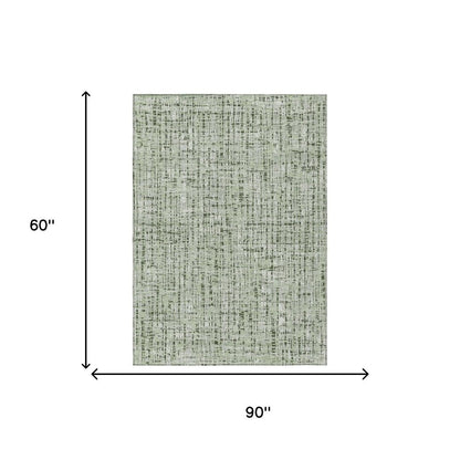 5' X 8' Green And Brown Abstract Washable Indoor Outdoor Area Rug HomeRoots