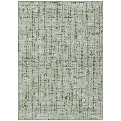 5' X 8' Green And Brown Abstract Washable Indoor Outdoor Area Rug