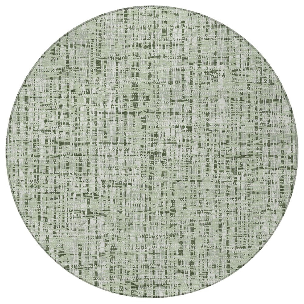 8' Green And Brown Round Abstract Washable Indoor Outdoor Area Rug HomeRoots