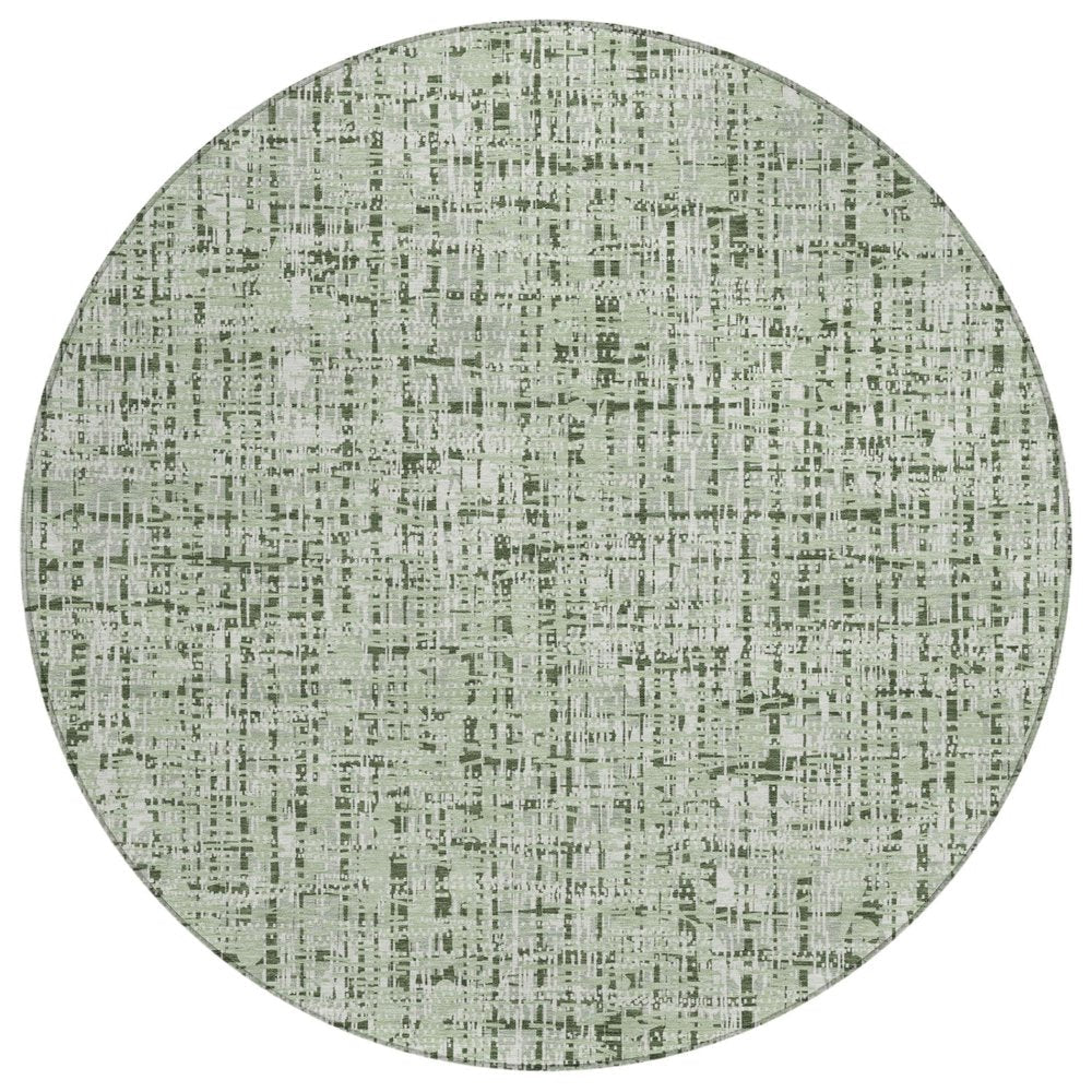 8' Green And Brown Round Abstract Washable Indoor Outdoor Area Rug HomeRoots