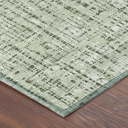 8' Green And Brown Round Abstract Washable Indoor Outdoor Area Rug