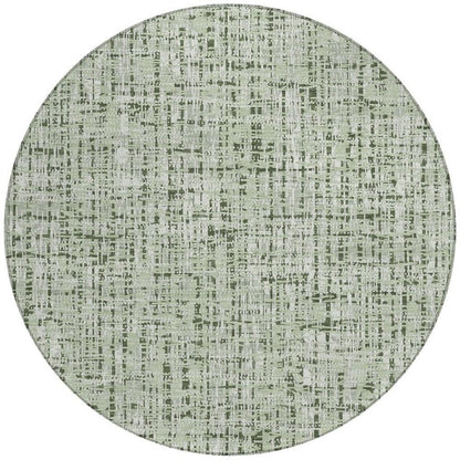 8' Green And Brown Round Abstract Washable Indoor Outdoor Area Rug