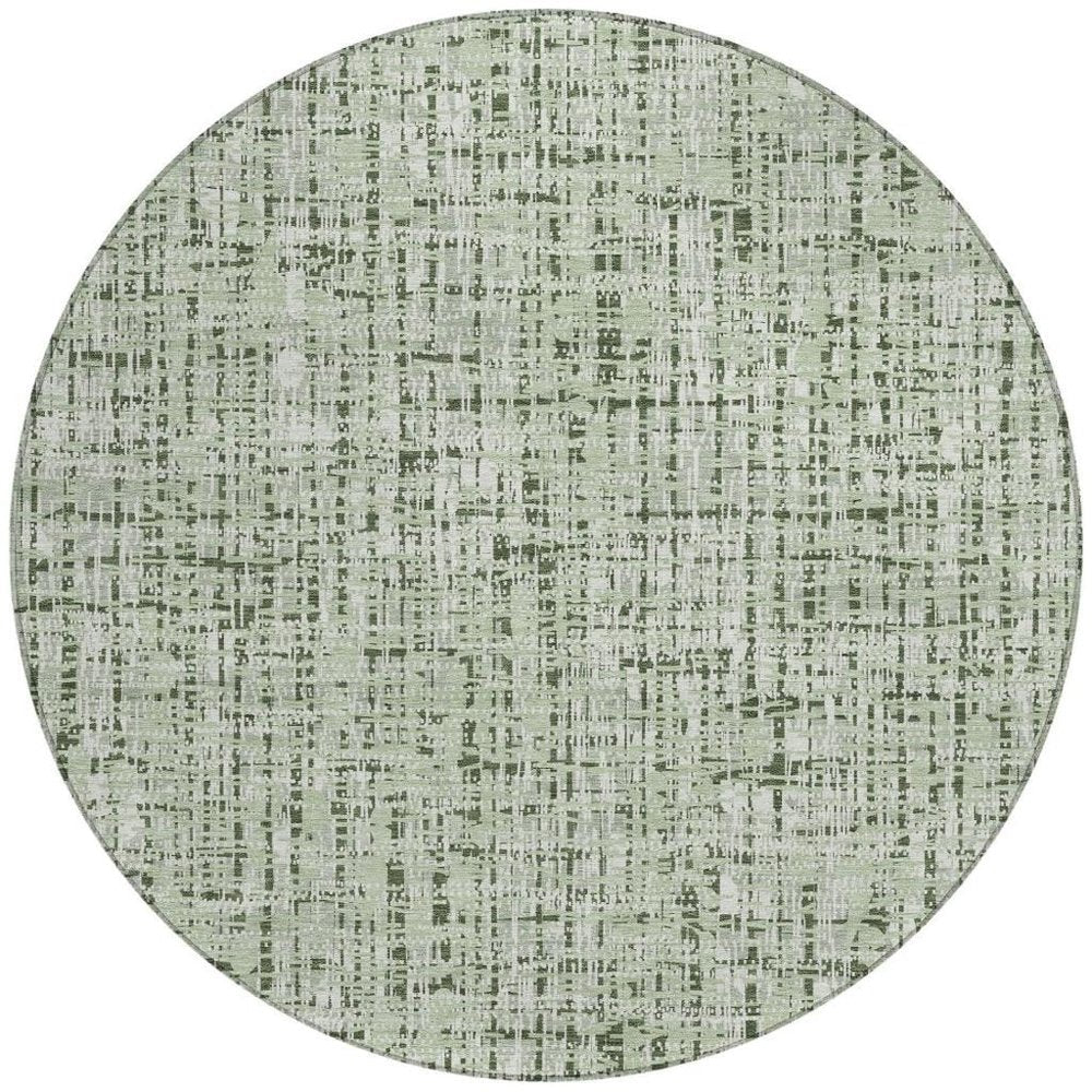 8' Green And Brown Round Abstract Washable Indoor Outdoor Area Rug HomeRoots