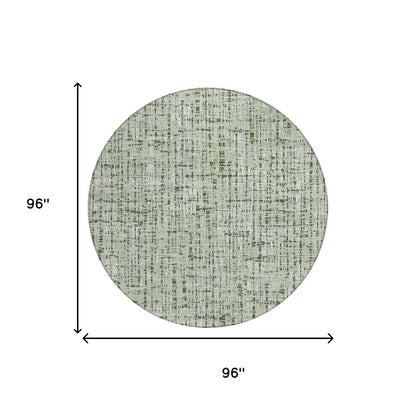 8' Green And Brown Round Abstract Washable Indoor Outdoor Area Rug