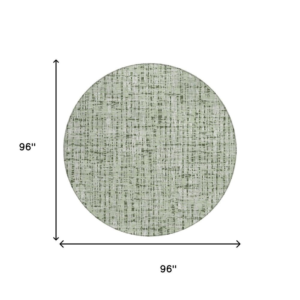 8' Green And Brown Round Abstract Washable Indoor Outdoor Area Rug HomeRoots