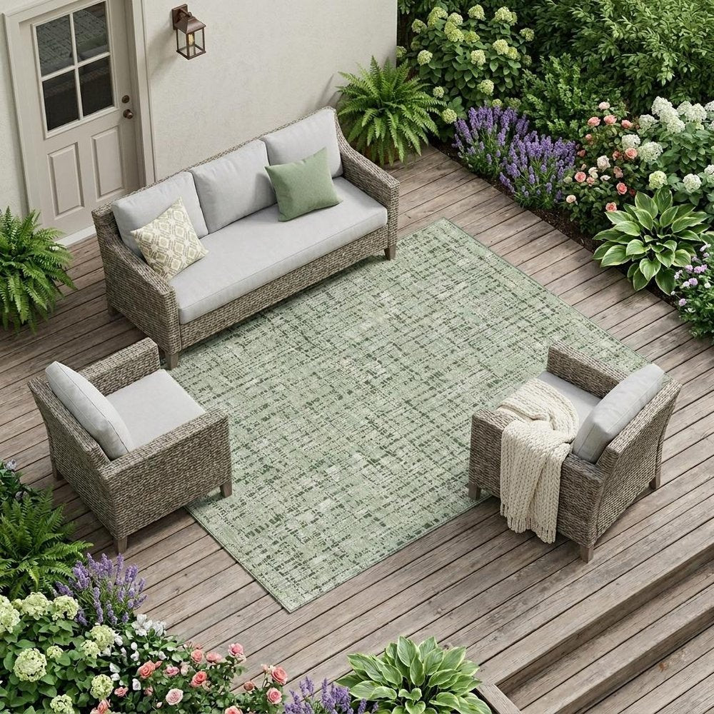 8' X 10' Green And Brown Abstract Washable Indoor Outdoor Area Rug HomeRoots