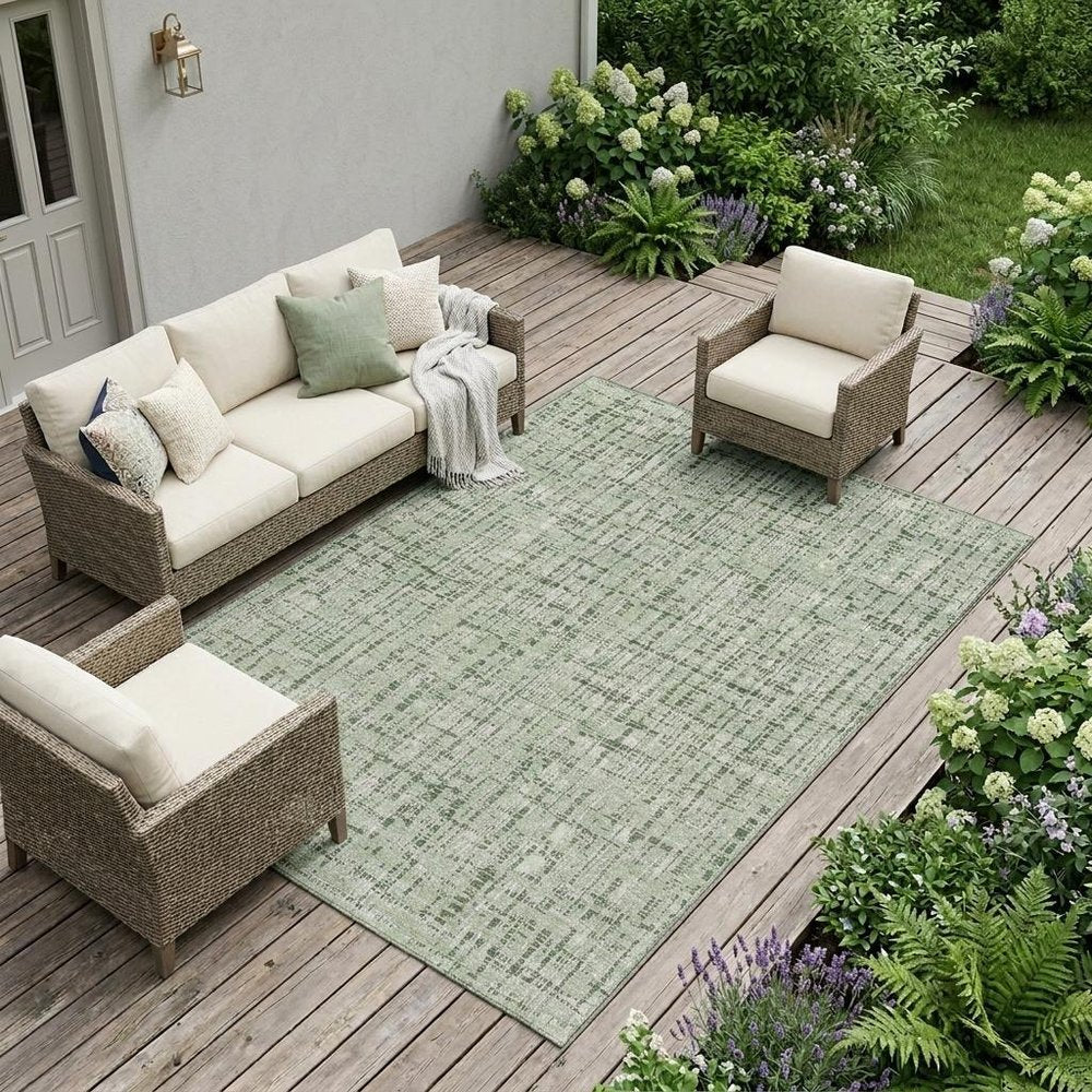 9' X 12' Green And Brown Abstract Washable Indoor Outdoor Area Rug HomeRoots