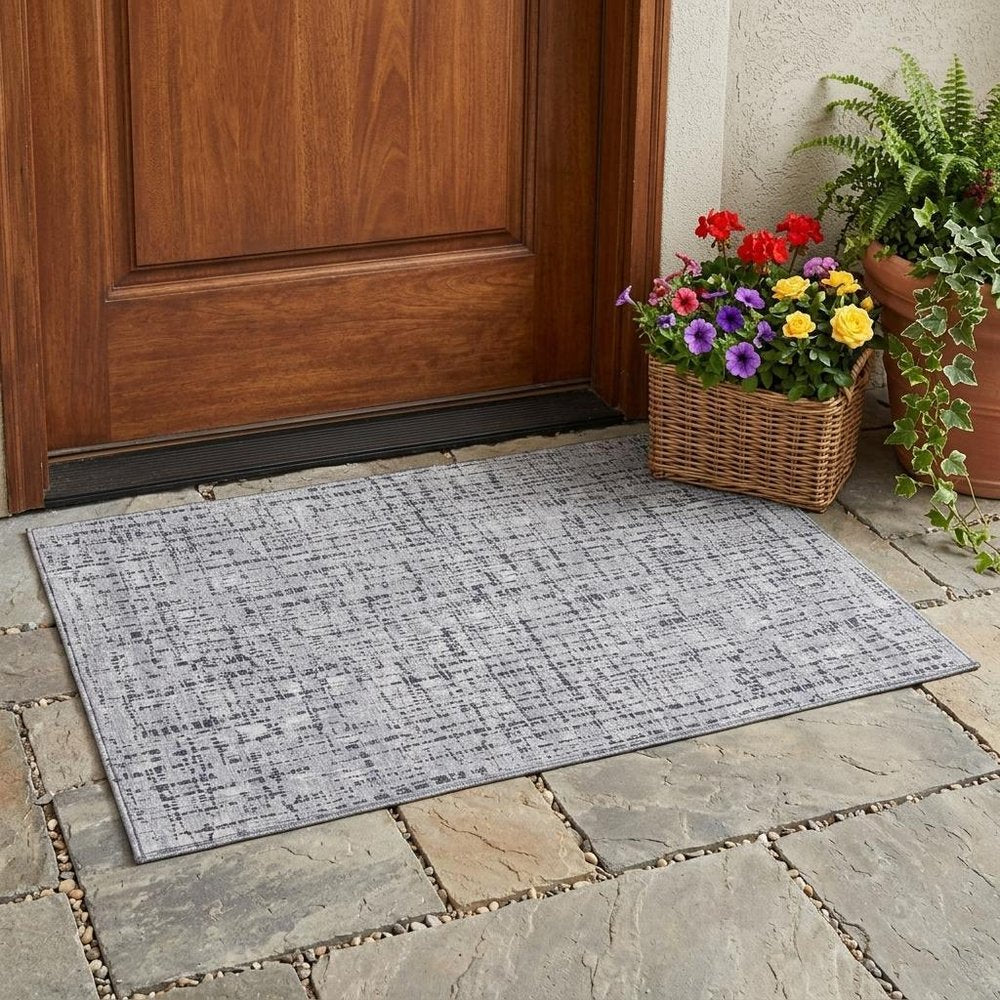 3' X 5' Ivory And Gray Abstract Washable Indoor Outdoor Area Rug HomeRoots