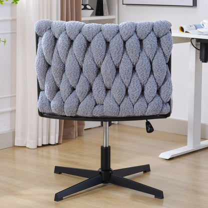 Armless Office Desk Chair No Wheels BLUE - FurniFindUSA