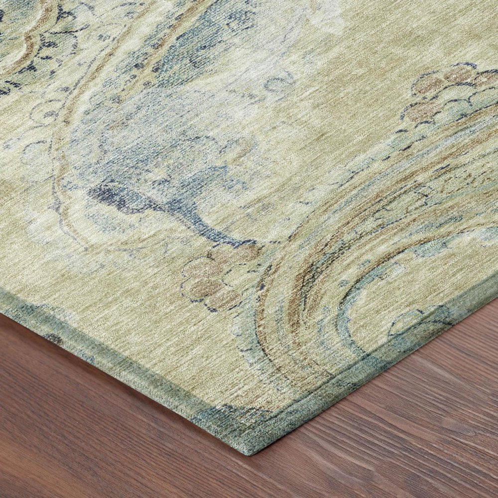 8' X 10' Wheat And Gold Paisley Washable Indoor Outdoor Area Rug HomeRoots