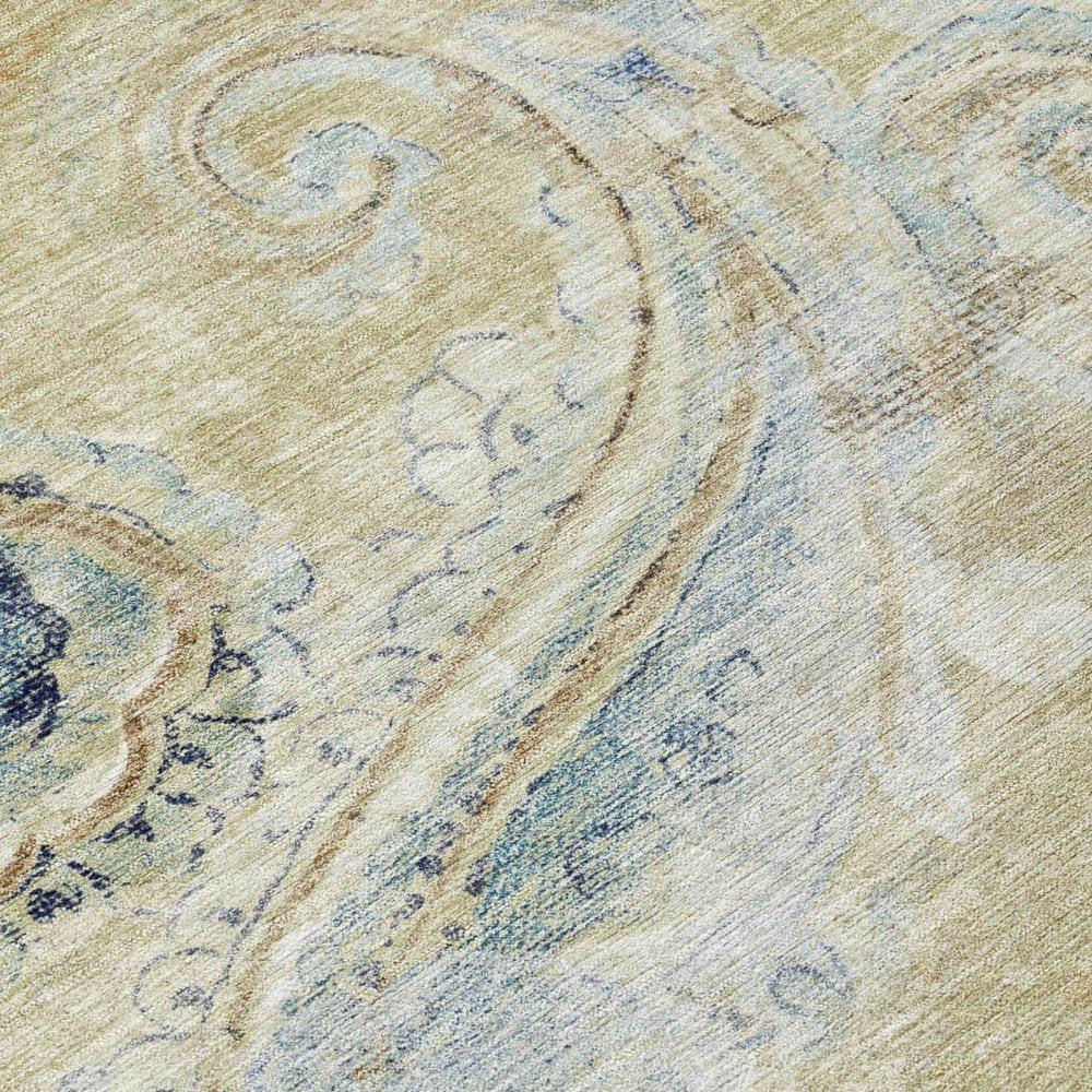 8' X 10' Wheat And Gold Paisley Washable Indoor Outdoor Area Rug HomeRoots