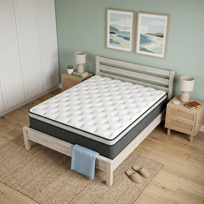 12" Queen Memory Foam Medium Euro Top Hybrid Mattress HomeRoots