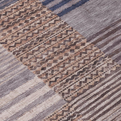 3' X 5' Brown And Gray Striped Washable Indoor Outdoor Area Rug HomeRoots