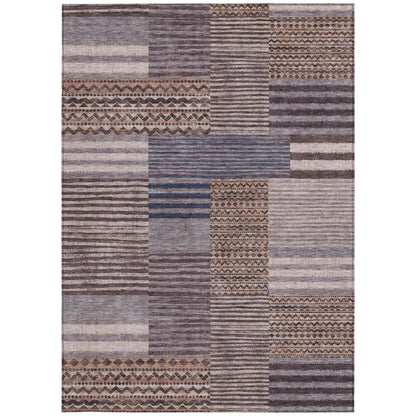 8' X 10' Brown And Gray Striped Washable Indoor Outdoor Area Rug HomeRoots