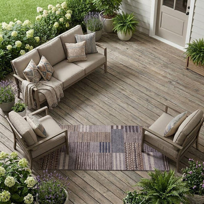 8' X 10' Brown And Gray Striped Washable Indoor Outdoor Area Rug HomeRoots