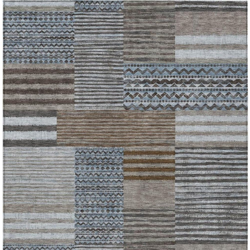 3' X 5' Chocolate And Brown Striped Washable Indoor Outdoor Area Rug HomeRoots