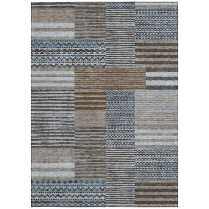 3' X 5' Chocolate And Brown Striped Washable Indoor Outdoor Area Rug HomeRoots
