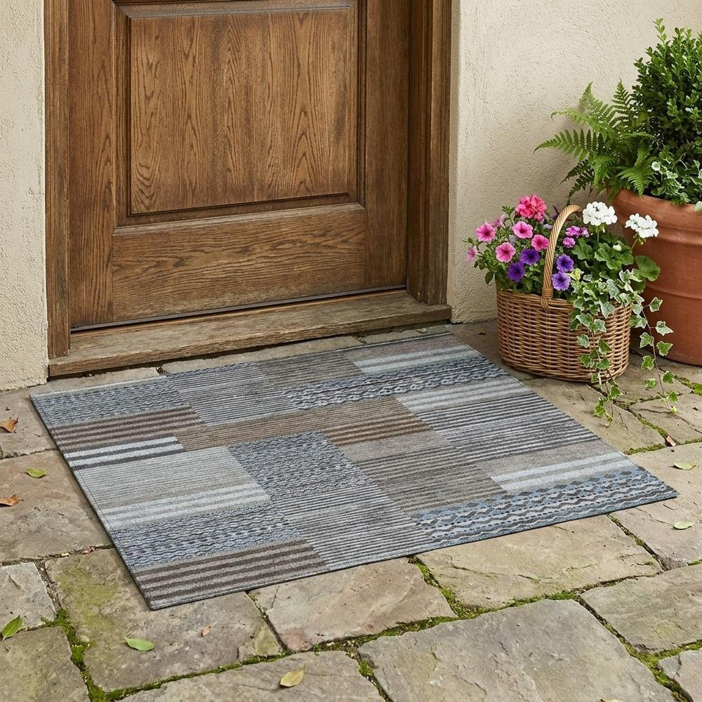 3' X 5' Chocolate And Brown Striped Washable Indoor Outdoor Area Rug HomeRoots