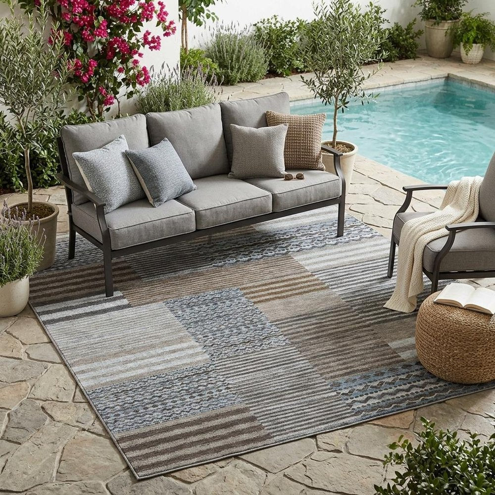 5' X 8' Chocolate And Brown Striped Washable Indoor Outdoor Area Rug HomeRoots