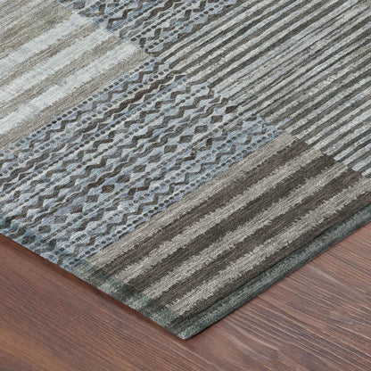 8' Chocolate And Brown Round Striped Washable Indoor Outdoor Area Rug HomeRoots