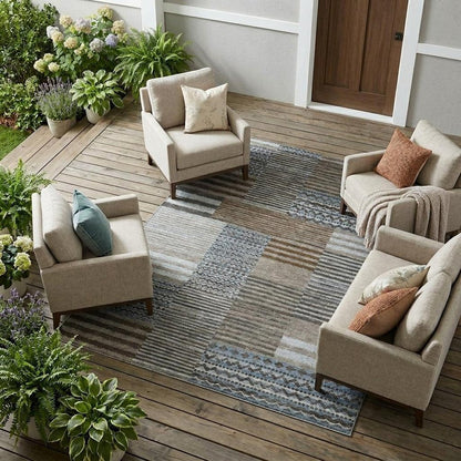 8' X 10' Chocolate And Brown Striped Washable Indoor Outdoor Area Rug HomeRoots