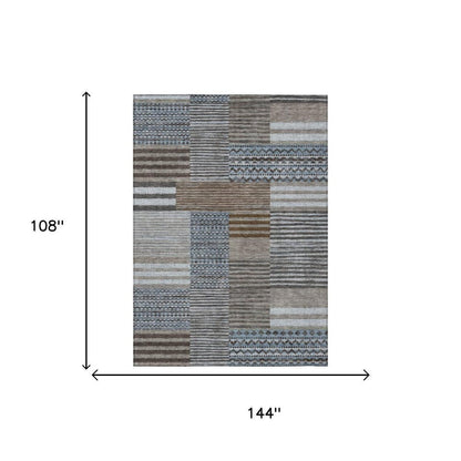 9' X 12' Chocolate And Brown Striped Washable Indoor Outdoor Area Rug HomeRoots