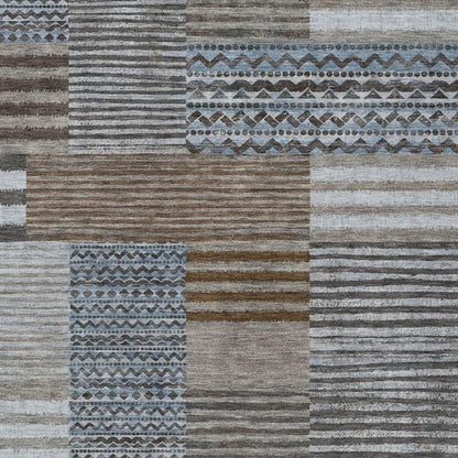 9' X 12' Chocolate And Brown Striped Washable Indoor Outdoor Area Rug HomeRoots