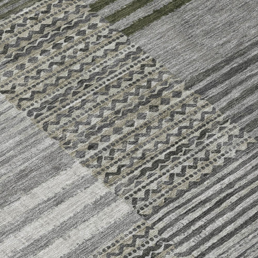 3' X 5' Pewter And Gray Striped Washable Indoor Outdoor Area Rug HomeRoots
