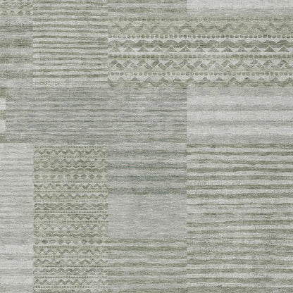 9' X 12' Sage And Green Striped Washable Indoor Outdoor Area Rug HomeRoots