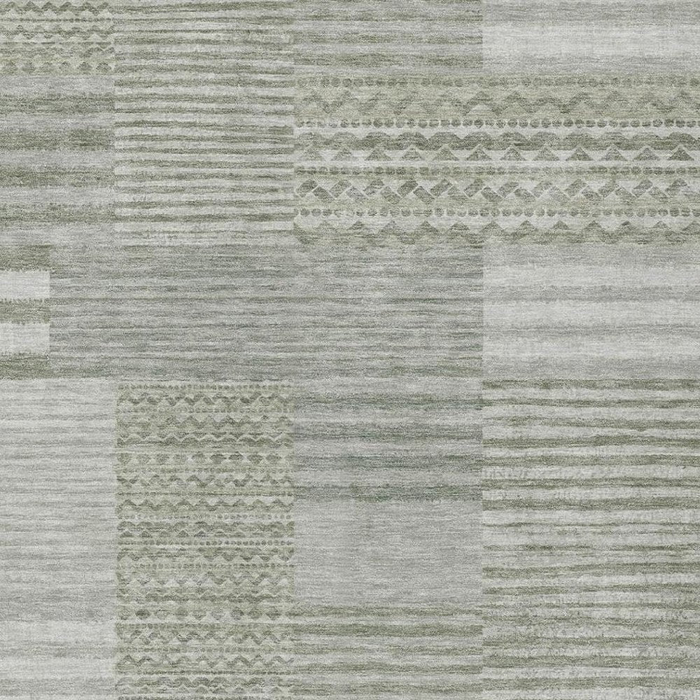 10' X 14' Sage And Green Striped Washable Indoor Outdoor Area Rug — view 6