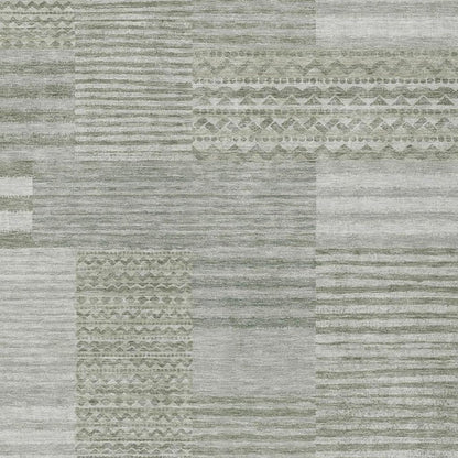 10' X 14' Sage And Green Striped Washable Indoor Outdoor Area Rug HomeRoots