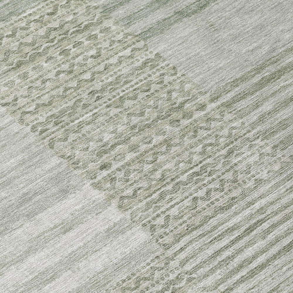 10' X 14' Sage And Green Striped Washable Indoor Outdoor Area Rug — view 3
