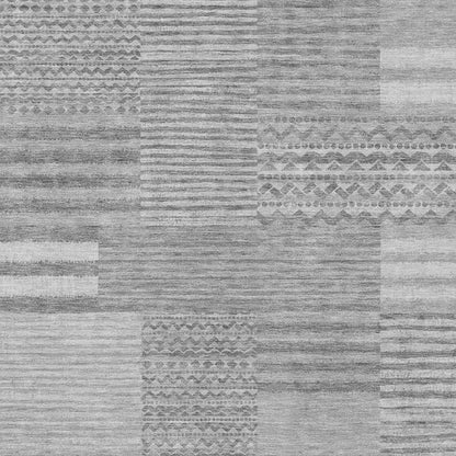 3' X 5' Silver And Gray Striped Washable Indoor Outdoor Area Rug HomeRoots