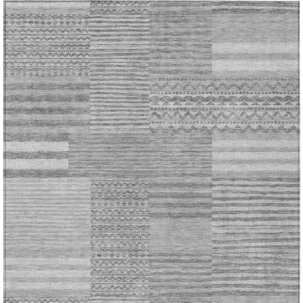 3' X 5' Silver And Gray Striped Washable Indoor Outdoor Area Rug — view 7