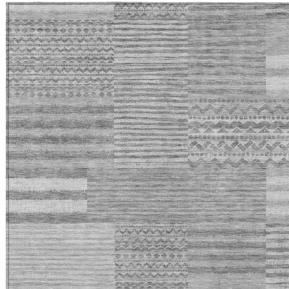 5' X 8' Silver And Gray Striped Washable Indoor Outdoor Area Rug — view 6